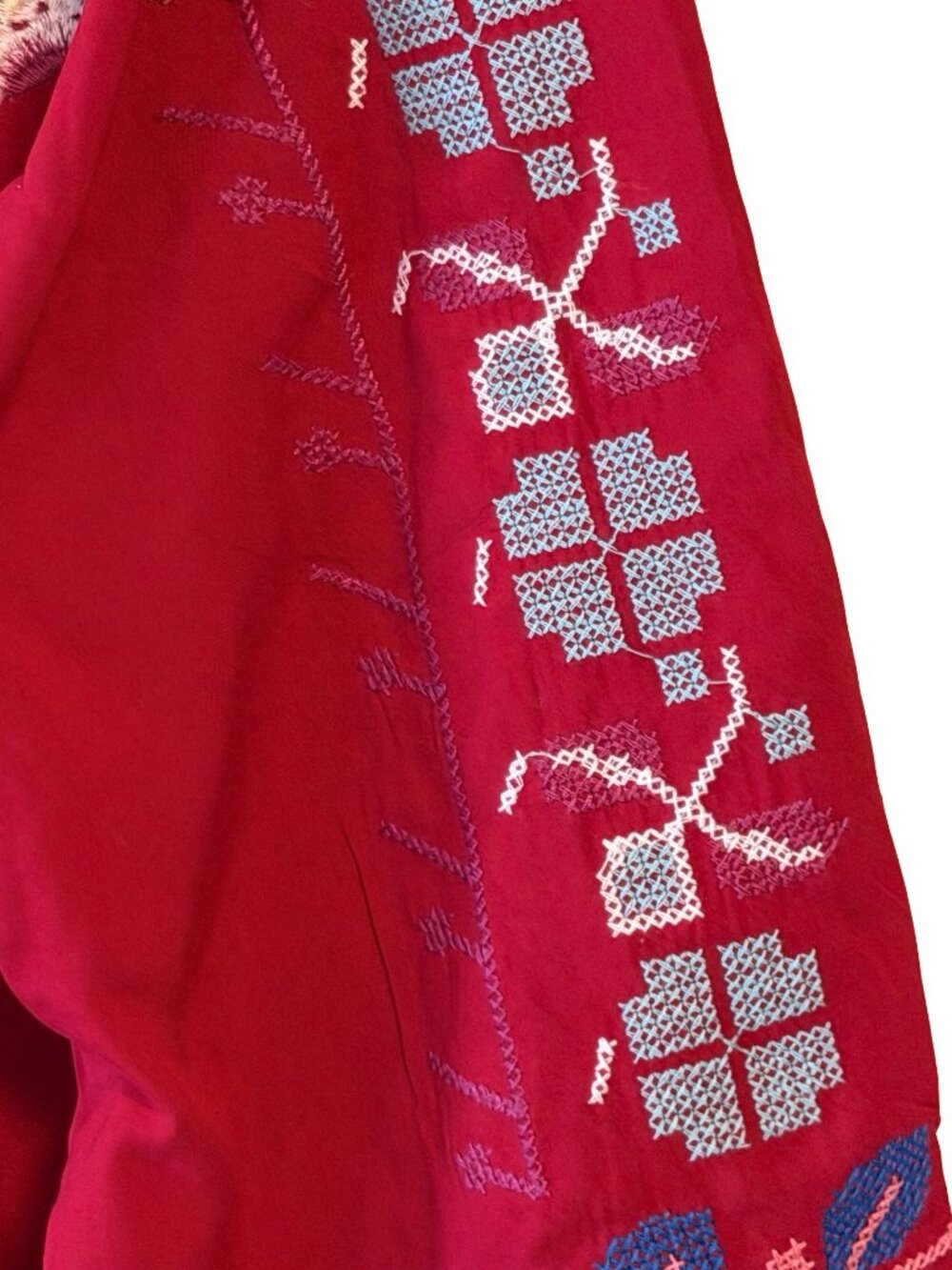 AK Embroidered Rayon Tunic Top 3XL Red Floral Boho Peasant Blouse NWT - Picture 3 of 6